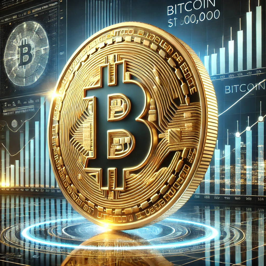 صورة رقمية تمثل عملة بيتكوين وهي تقترب من حاجز 100,000 دولار.